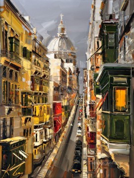 Impresionismo Painting - Paisaje urbano de Kal Gajoum 04 con espátula